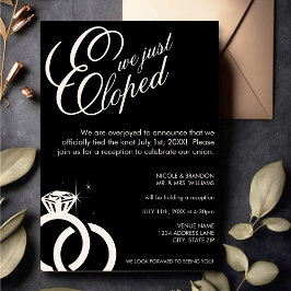 White & Black Diamond Ring Foto Hochzeitsempfang Einladung
