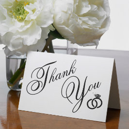 White & Black Diamond Ring Wedding Vielen Dank Dankeskarte