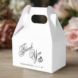 White & Black Diamond Ring Wedding Vielen Dank Geschenkschachtel