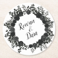 White Black Elegante Rose Gothic Wedding Untersetz