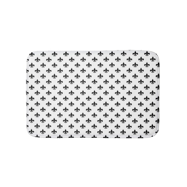 White Black Fleur De Lis Delicate Mardi Gras Badematte (Vorderseite)