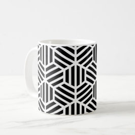 White Black Geometric Hexagon Honeycomb Pattern Kaffeetasse