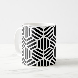 White Black Geometric Hexagon Honeycomb Pattern Kaffeetasse