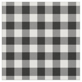 White & Black Gingham Plaid Stoff