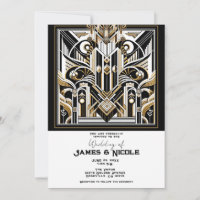 White Black Gold Art Deco Roaring 20's Wedding