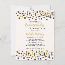White Black Gold Confetti Glitzer Quinceanera