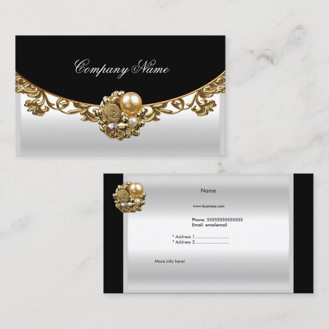White Black Gold Elegante Boutique Gold Profil Visitenkarte (Vorne/Hinten)