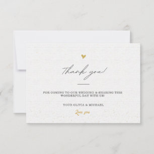 White & Black Gold Minimal Calligrafy Wedding Dankeskarte