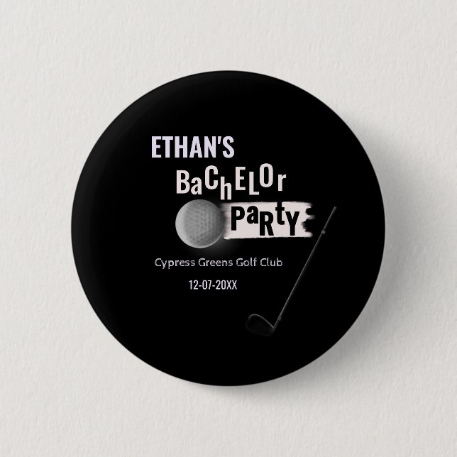 White Black Golfer Golf Bachelor Partee Golfspiele Button (Vorderseite)
