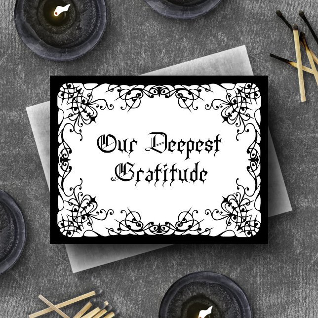 White Black Gothic Wedding Dankeskarte (Von Creator hochgeladen)