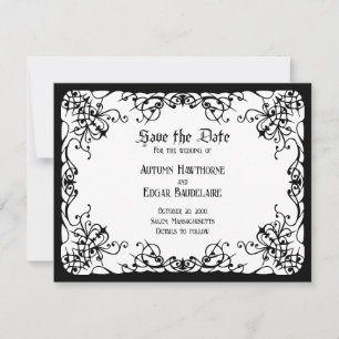 White Black Gothic Wedding Save The Date