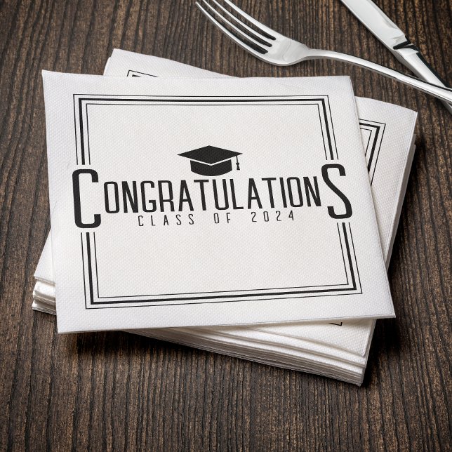 White & Black Gratulationen Klasse des Abschlusses Serviette (White & Black Congratulations Class Of Graduation Napkins
)