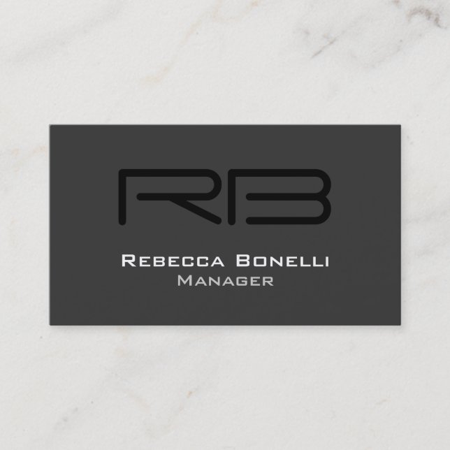 White Black Gray Monogram Manager Business Card Visitenkarte (Vorderseite)