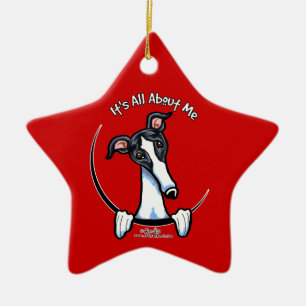 White Black Greyhound IAAM Keramikornament