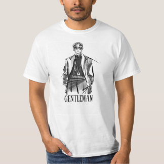 White Black Illustriert Brush Gentleman T - Shirt