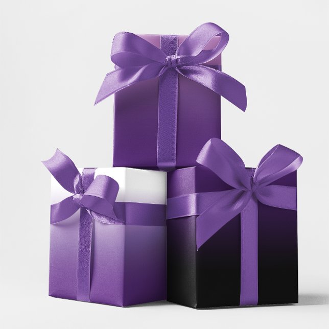White Black Lavender und Royal Lila Ombre Mix Geschenkpapier Set (White Black Lavender and Royal Purple Ombre Mix Wrapping Paper Sheets)