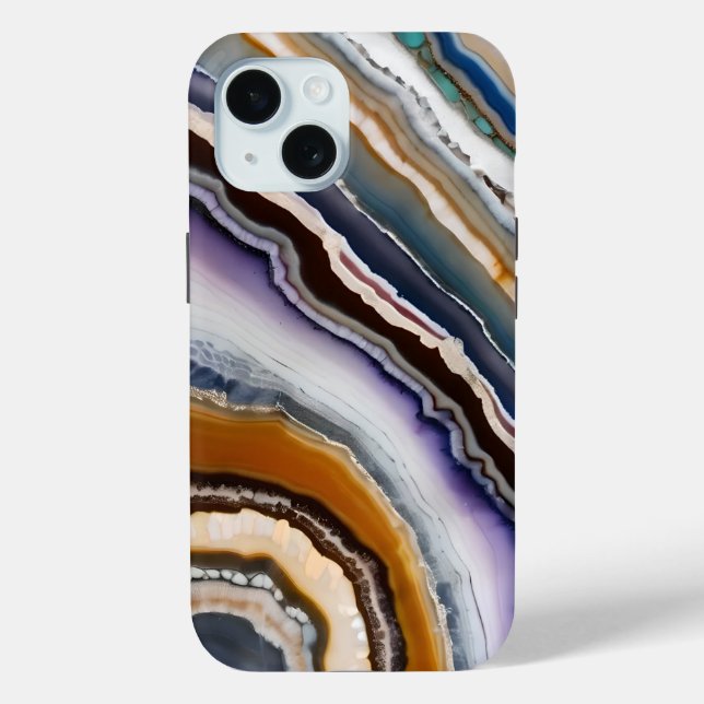White Black Lilac Blue Terracotta Agate Geode Case-Mate iPhone Hülle (Rückseite)