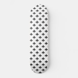 White Black Lilie Delicate Mardi Gras Skateboard