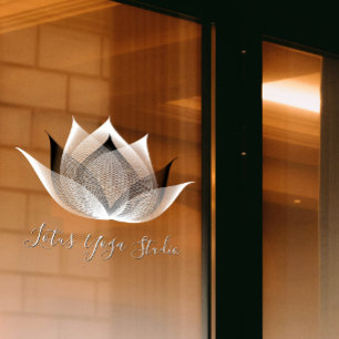 White & Black Lotus Modernes, einzigartiges Yoga S Fensteraufkleber