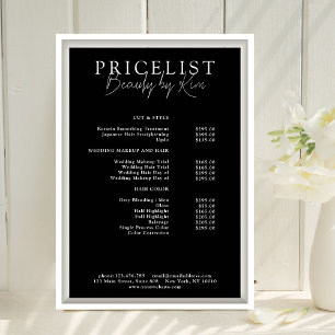 White & Black Minimal Elegante, Salon Preisliste Poster