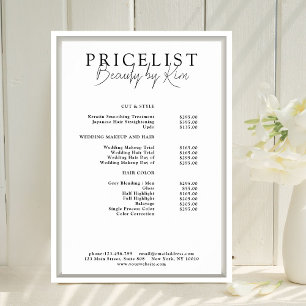 White & Black Minimal Elegante, Salon Preisliste Poster