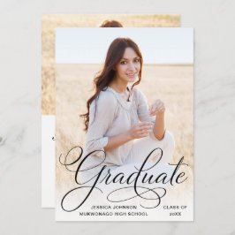 White Black Modern 2 FOTO Graduation Party Einladung