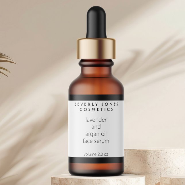 White & Black Modern Cosmetics Dropper Bottle Adressaufkleber (Von Creator hochgeladen)