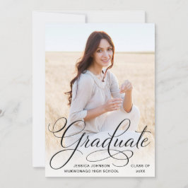 White Black Modern FOTO Graduation Party Einladung