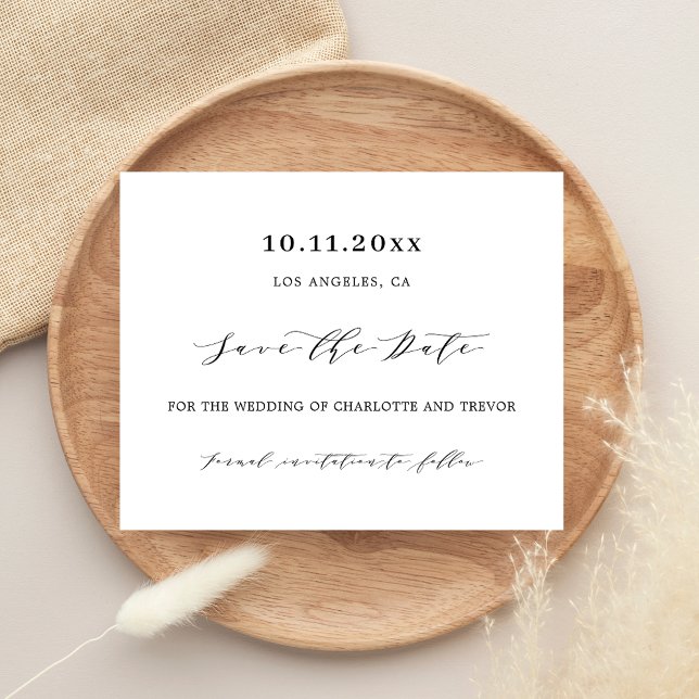 White Black modernen Budget Hochzeit Save the Date Flyer (Von Creator hochgeladen)