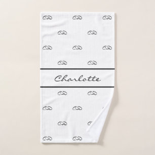 White Black Monogram Initial Name Skript Handtuch