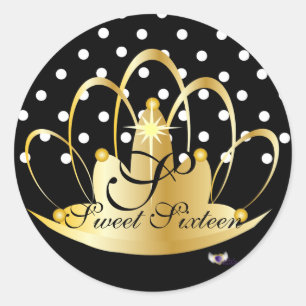 White Black Polka Dots Monogram S-16 -Cust. Runder Aufkleber