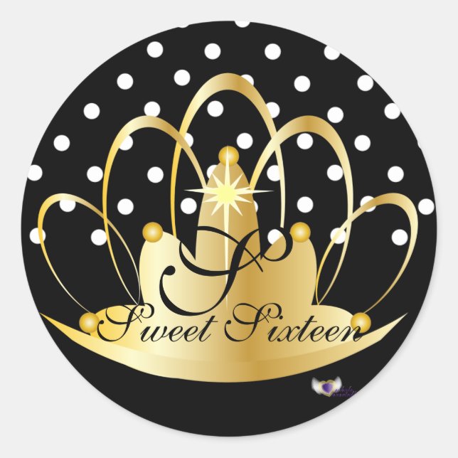 White Black Polka Dots Monogram S-16 -Cust. Runder Aufkleber (Vorderseite)