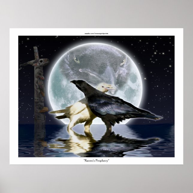 WHITE & BLACK RAVENS, TOTEM & MOON Art Poster (Vorne)