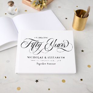 White Black Script 50. Hochzeitstag Gästebuch
