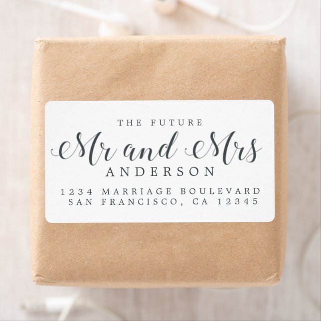 White Black Script Future Mr Mrs Return Address (Insitu)
