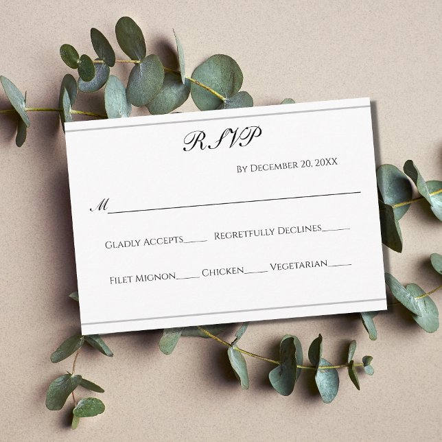 White Black Silver Classic Formal Elegante Hochzei Begleitkarte (Von Creator hochgeladen)