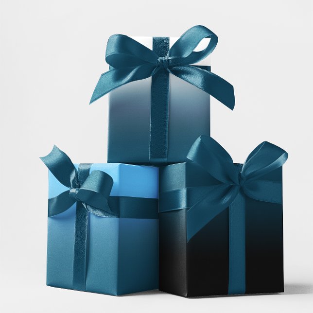 White Black Sky Blue und Ocean Blue Ombre Mix Geschenkpapier Set (White Black Sky Blue and Ocean Blue Ombre Mix Wrapping Paper Sheets)