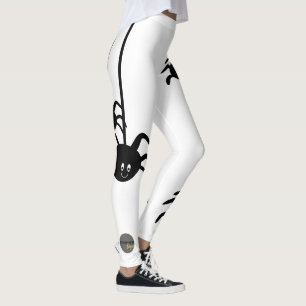 WHITE BLACK SPIDER HALLOWEWEESS BUSINESS LOGO CUST LEGGINGS