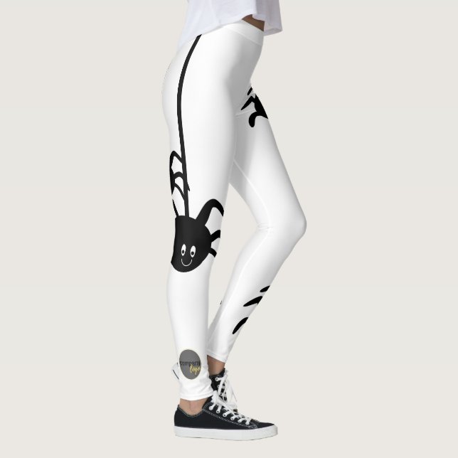 WHITE BLACK SPIDER HALLOWEWEESS BUSINESS LOGO CUST LEGGINGS (Rechts)