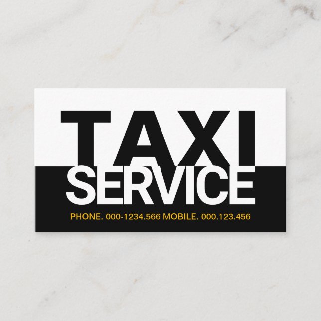 White Black Taxi Service Layers Designated Driver Visitenkarte (Vorderseite)