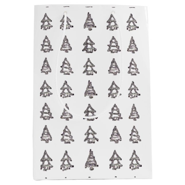 White & Black Tree Geschenktasche Mittlere Geschenktüte (Vorderseite)