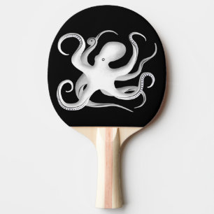 White & Black Tribal Vector Art Octopus Silhouette Tischtennis Schläger