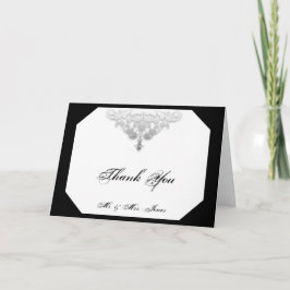White Black und Silver Damask Vielen Dank Dankeskarte