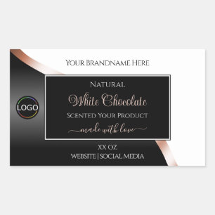 White Black Wavy Rose Gold mit Logo-Produktkennzei Rechteckiger Aufkleber