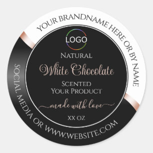 White Black Wavy Rose Gold mit Logo-Produktkennzei Runder Aufkleber