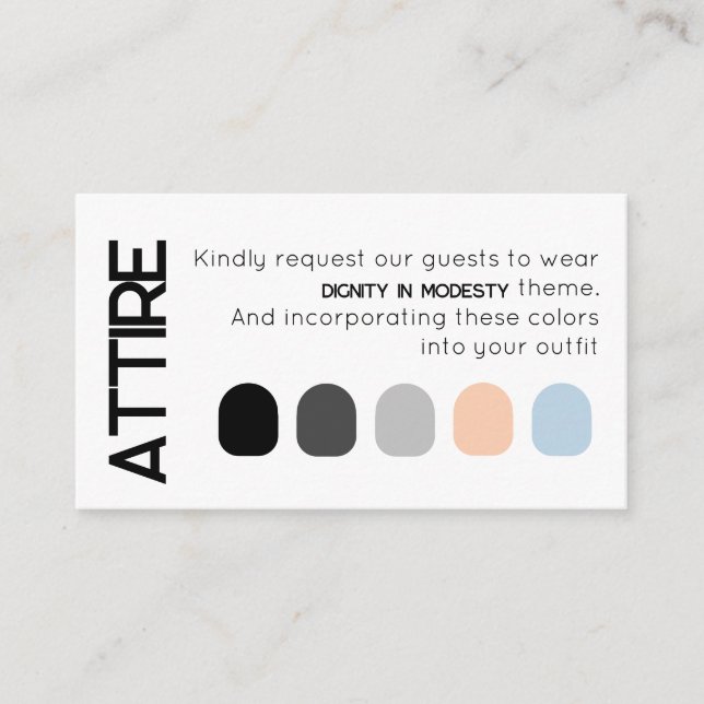 White Black Wedding Kleie Guest Dress Code Card Begleitkarte (Vorderseite)