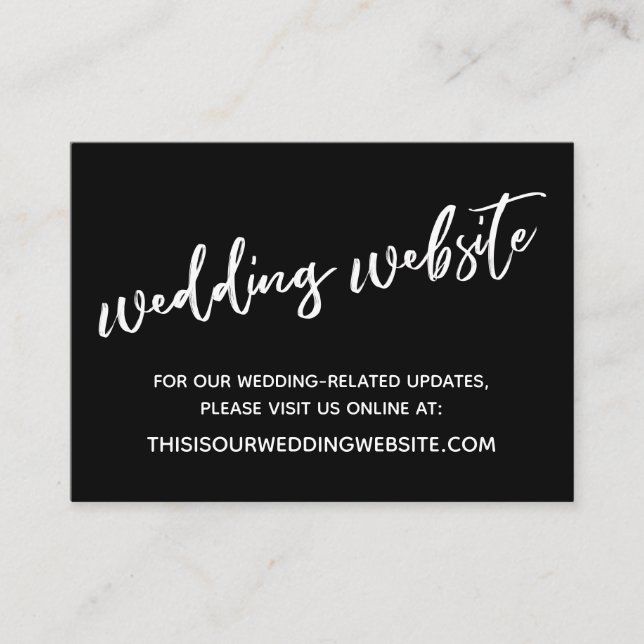 White & Black Wedding Website & Card Visitenkarte (Vorderseite)