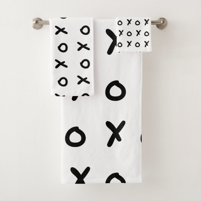 White & Black X O XO X&O's Trendy Niedlich Badhandtuch Set (Insitu)