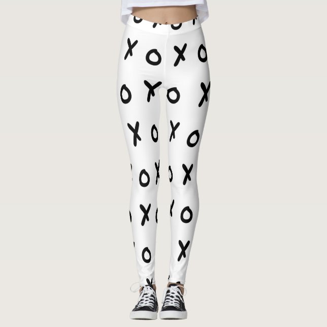 White & Black X O XO X&O's Trendy Niedlich Leggings (Vorderseite)