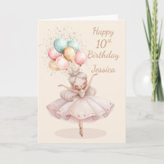White, Blonde Ballerina 10th Birthday Card* Karte